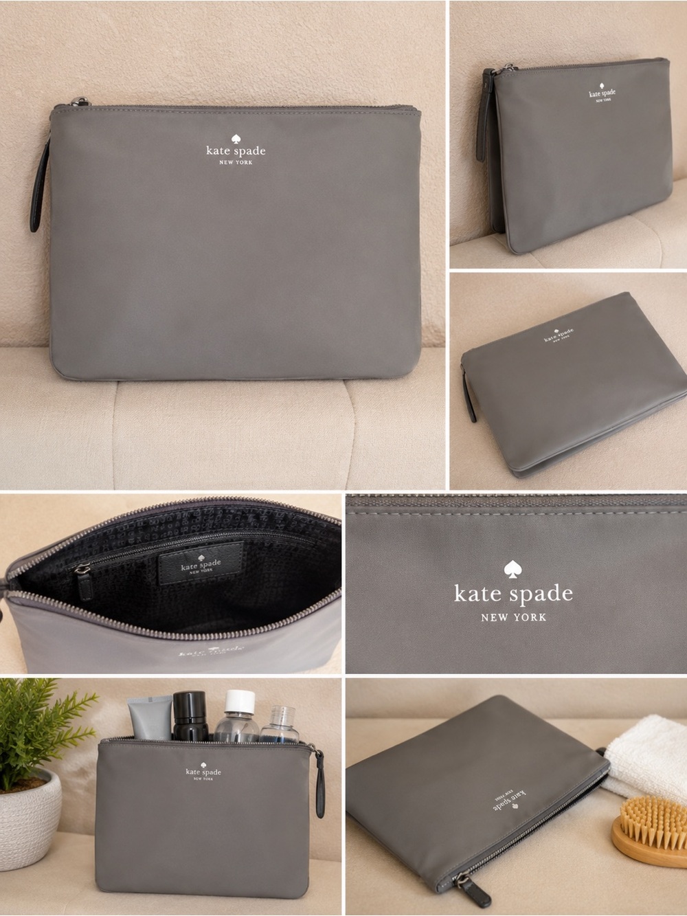 kate spade New York Gray  Toiletry Zip Pouch